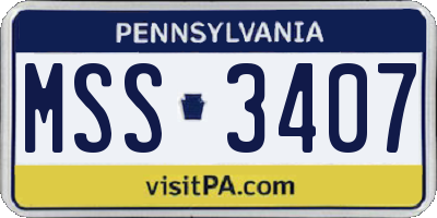 PA license plate MSS3407