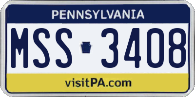 PA license plate MSS3408