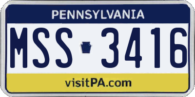 PA license plate MSS3416