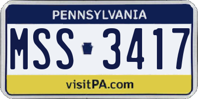 PA license plate MSS3417