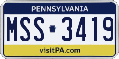 PA license plate MSS3419