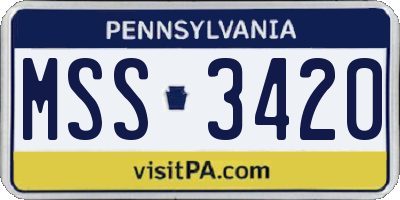 PA license plate MSS3420
