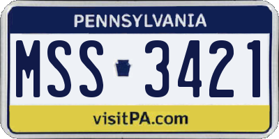 PA license plate MSS3421