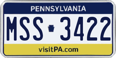 PA license plate MSS3422
