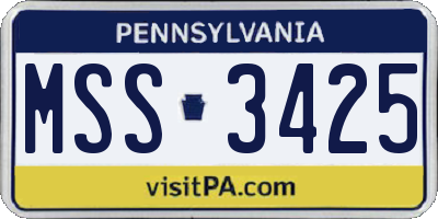 PA license plate MSS3425