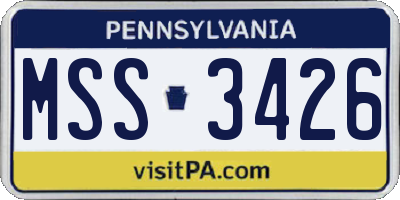 PA license plate MSS3426