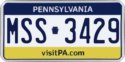 PA license plate MSS3429