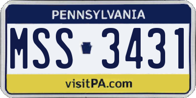 PA license plate MSS3431