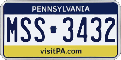 PA license plate MSS3432