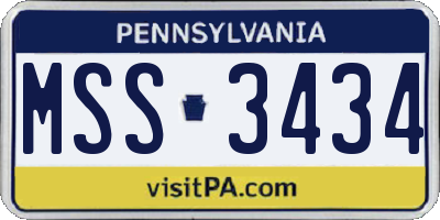 PA license plate MSS3434