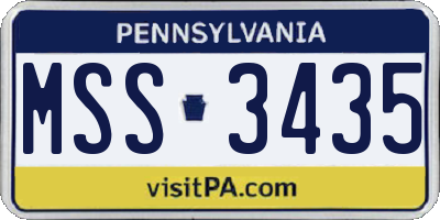 PA license plate MSS3435