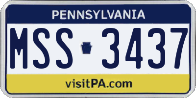 PA license plate MSS3437