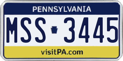 PA license plate MSS3445
