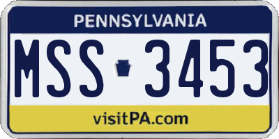 PA license plate MSS3453