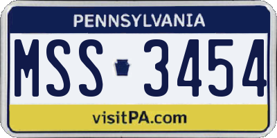 PA license plate MSS3454