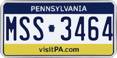 PA license plate MSS3464