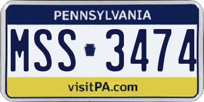 PA license plate MSS3474