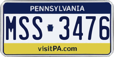 PA license plate MSS3476