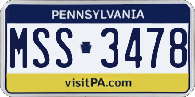 PA license plate MSS3478