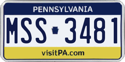 PA license plate MSS3481