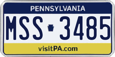 PA license plate MSS3485