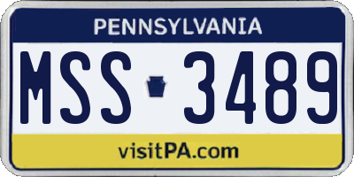 PA license plate MSS3489