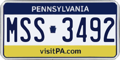 PA license plate MSS3492