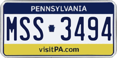 PA license plate MSS3494