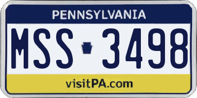 PA license plate MSS3498