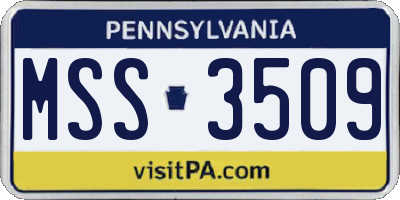 PA license plate MSS3509