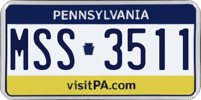 PA license plate MSS3511