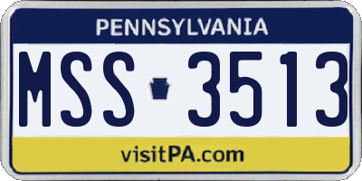 PA license plate MSS3513