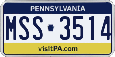 PA license plate MSS3514