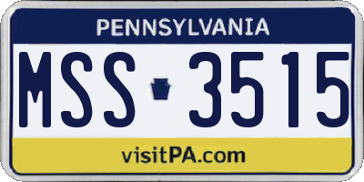 PA license plate MSS3515