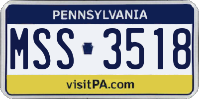 PA license plate MSS3518