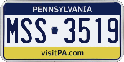 PA license plate MSS3519
