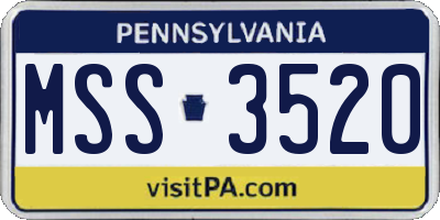 PA license plate MSS3520