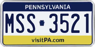 PA license plate MSS3521