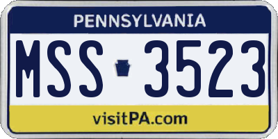 PA license plate MSS3523