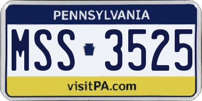 PA license plate MSS3525