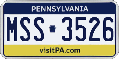 PA license plate MSS3526