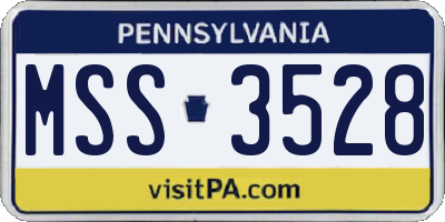 PA license plate MSS3528
