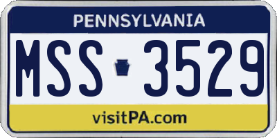 PA license plate MSS3529