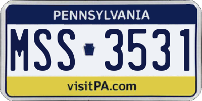 PA license plate MSS3531
