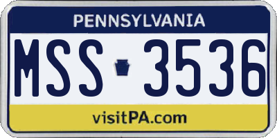 PA license plate MSS3536