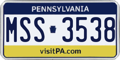 PA license plate MSS3538