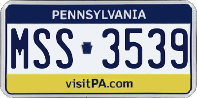 PA license plate MSS3539
