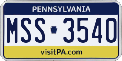 PA license plate MSS3540