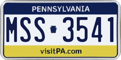 PA license plate MSS3541
