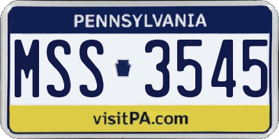 PA license plate MSS3545